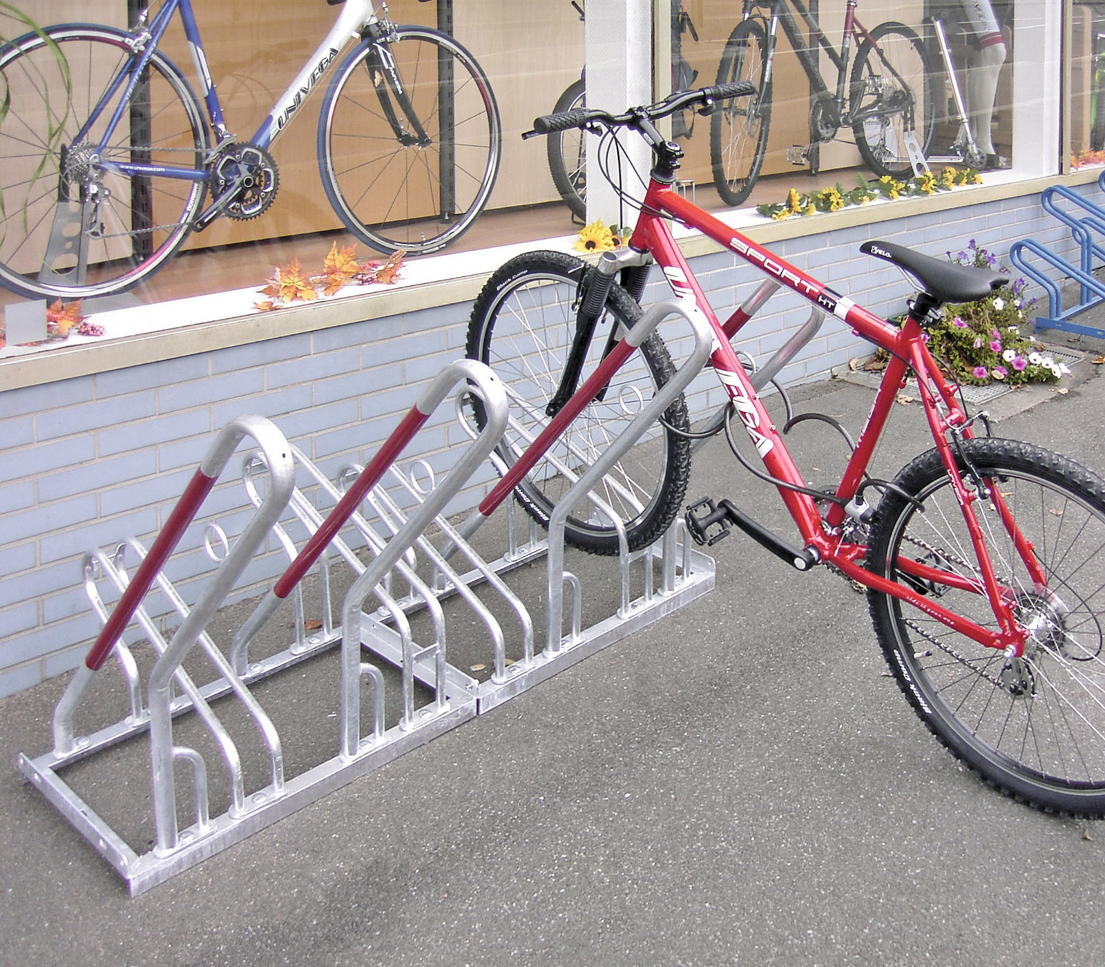Range-vélos MORION avec arceau de protection pour un verrouillage confortable et protection en plastique